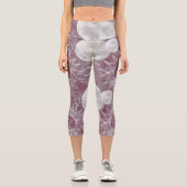 Leggings Capri Mystique solaire | Rose Argent Lune Étoiles Soleil (Recto)