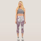 Leggings Capri Mystique solaire | Rose Argent Lune Étoiles Soleil (Recto)