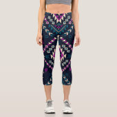 Leggings Capri Navajo tribal foncé, géométrique vintage. (Recto)