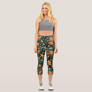 Leggings Capri Navires-fusée vintages pour engins spatiaux Motif 