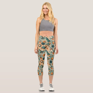 Leggings Capri Navires vintages à fusée spatiaux Motif -Cosmos(7)