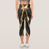 Leggings Capri Neo Art Deco Black Gold Geometric Gatsby (Verso)