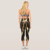 Leggings Capri Neo Art Deco Black Gold Geometric Gatsby (Verso)