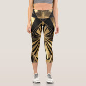 Leggings Capri Neo Art Deco Black Gold Geometric Gatsby (Recto)