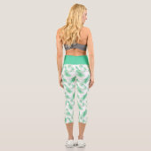 Leggings Capri Neo Mint Tropical Palm Feuille Motif (Verso)