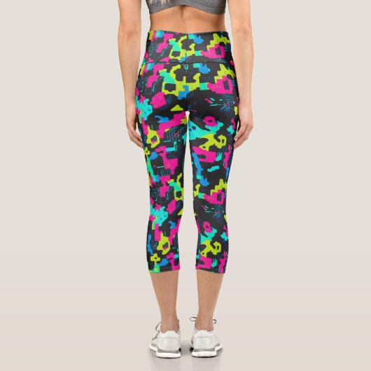 Leggings Capri Neon Camouflage Pattern (Verso)