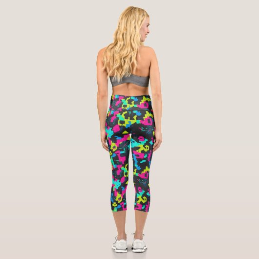 Leggings Capri Neon Camouflage Pattern (Verso)