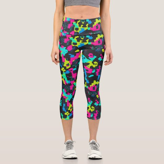 Leggings Capri Neon Camouflage Pattern (Recto)