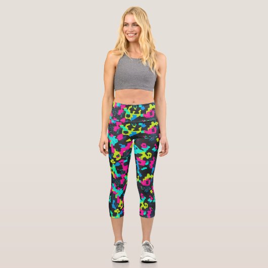 Leggings Capri Neon Camouflage Pattern (Recto)