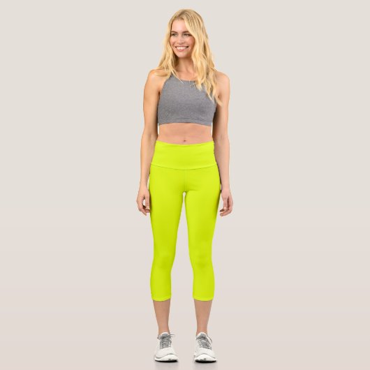 Leggings Capri Neon Chartreuse couleur solide | Classique (Recto)