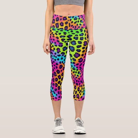 Leggings Capri Neon Empreinte de léopard (Recto)