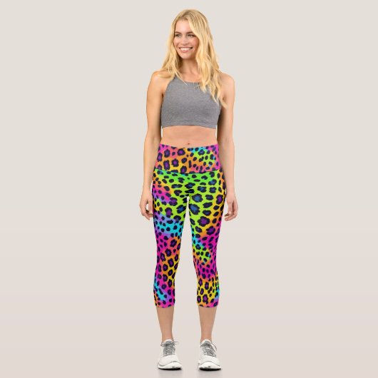 Leggings Capri Neon Empreinte de léopard (Recto)