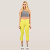 Leggings Capri néon jaune fluorescent citron brillant (Recto)