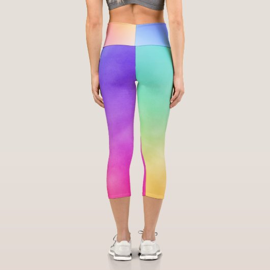 Leggings Capri Neon Rainbow Gradient Abstrait (Verso)