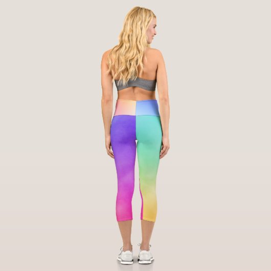 Leggings Capri Neon Rainbow Gradient Abstrait (Verso)