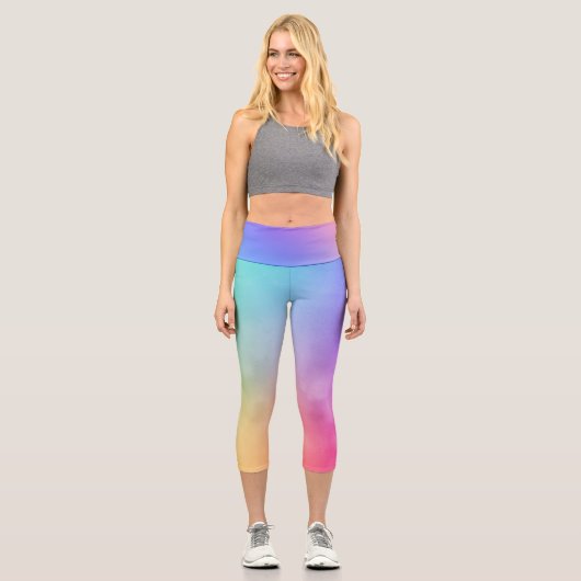 Leggings Capri Neon Rainbow Gradient Abstrait (Recto)
