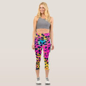 Leggings Capri Neon rose animal GRL puissance (Recto)