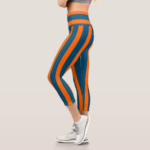 Leggings Capri Neon Sunset Orange et Ocean Blue Cool strié