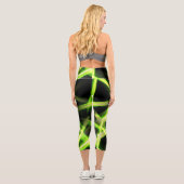 Leggings Capri Neon Vert Lumières Lumineuses Flux Noir (Verso)