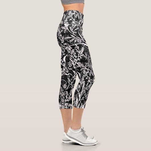 Leggings Capri Niveaux de gris floraux (Droite)