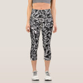 Leggings Capri Niveaux de gris floraux (Recto)