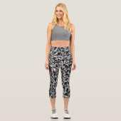 Leggings Capri Niveaux de gris floraux (Recto)