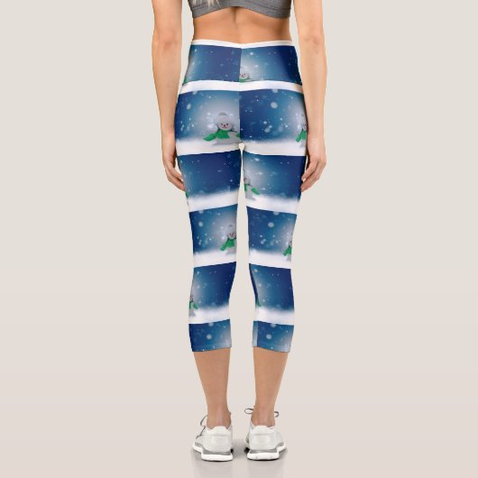 Leggings Capri Noël bonhomme de neige SlipperyJoe foulard vert m (Verso)