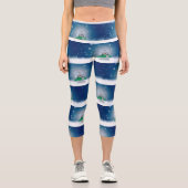 Leggings Capri Noël bonhomme de neige SlipperyJoe foulard vert m (Recto)