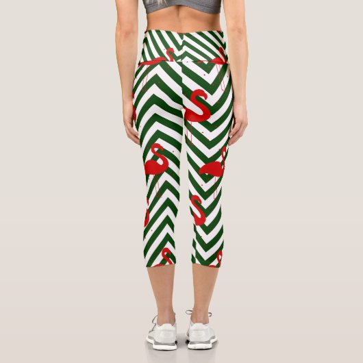 Leggings Capri noël flamand chevron vert (Verso)