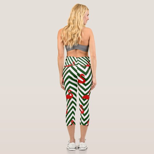 Leggings Capri noël flamand chevron vert (Verso)