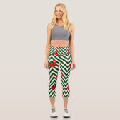 Leggings Capri noël flamand chevron vert (Recto)