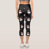 Leggings Capri noël noir santa claus flocons de neige (Verso)