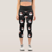 Leggings Capri noël noir santa claus flocons de neige (Recto)