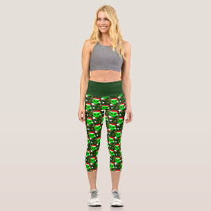 Leggings Capri Noël père Noël alien étoiles vertes