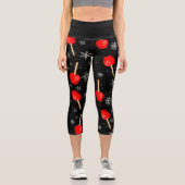 Leggings Capri noël rouge bonbons pommes noir (Recto)