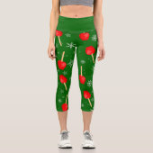 Leggings Capri noël rouge bonbons pommes vert (Recto)