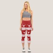 Leggings Capri Noël Russe Rouge blanc renne Flocon de neige (Recto)