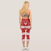 Leggings Capri Noël Russe Rouge blanc renne Flocon de neige (Verso)