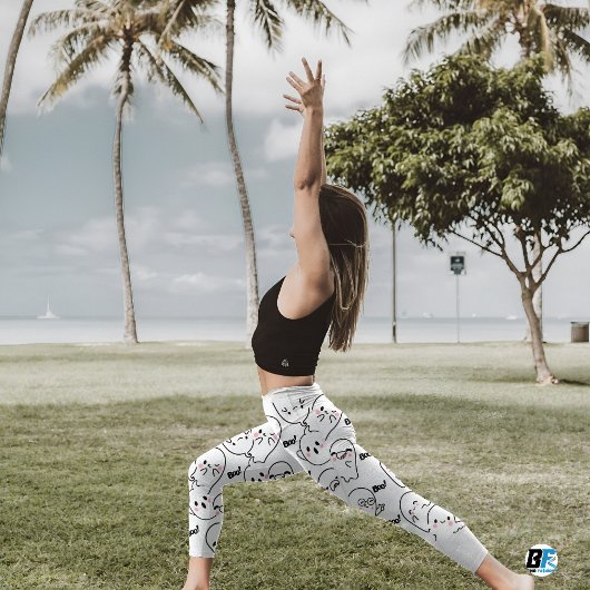 Leggings Capri Noir & Blanc "Boo !" Soirée d'Halloween