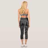 Leggings Capri Noir blanc damas abstrait motif Monogramme (Verso)