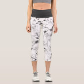 Leggings Capri Noir & blanc élégant orchidée floral moderne (Recto)