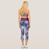 Leggings Capri Noir blanc rose violet Aqua Turquoise Fractées (Verso)