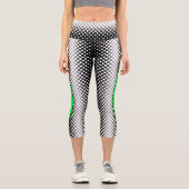 Leggings Capri Noir, blanc, vert, blocs et oval, yoga moderne (Recto)