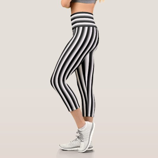 Leggings Capri Noir et argent rayé (Gauche)