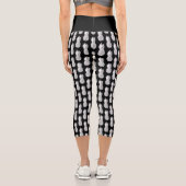 Leggings Capri Noir et blanc ananas imprimé haute taille (Verso)