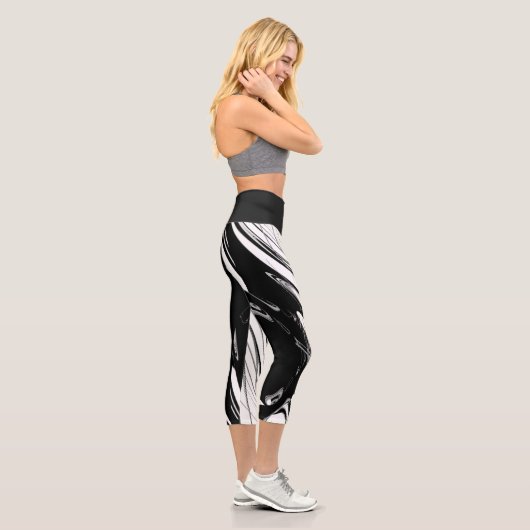 Leggings Capri Noir et Blanc Moderne (Droite)