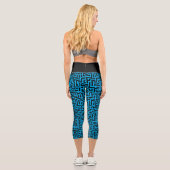 Leggings Capri Noir et bleu Motif de labyrinthe Pop Art (Verso)
