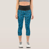 Leggings Capri Noir et bleu Motif de labyrinthe Pop Art (Recto)