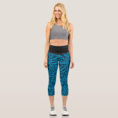 Leggings Capri Noir et bleu Motif de labyrinthe Pop Art (Recto)