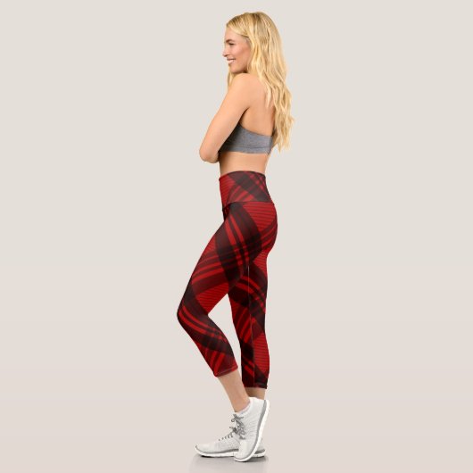 Leggings Capri Noir et rouge plaqué moderne (Gauche)